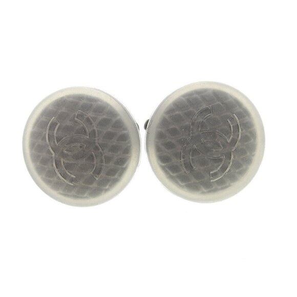 Chanel Button Earrings Clip-On Gray - Picture 2 of 5